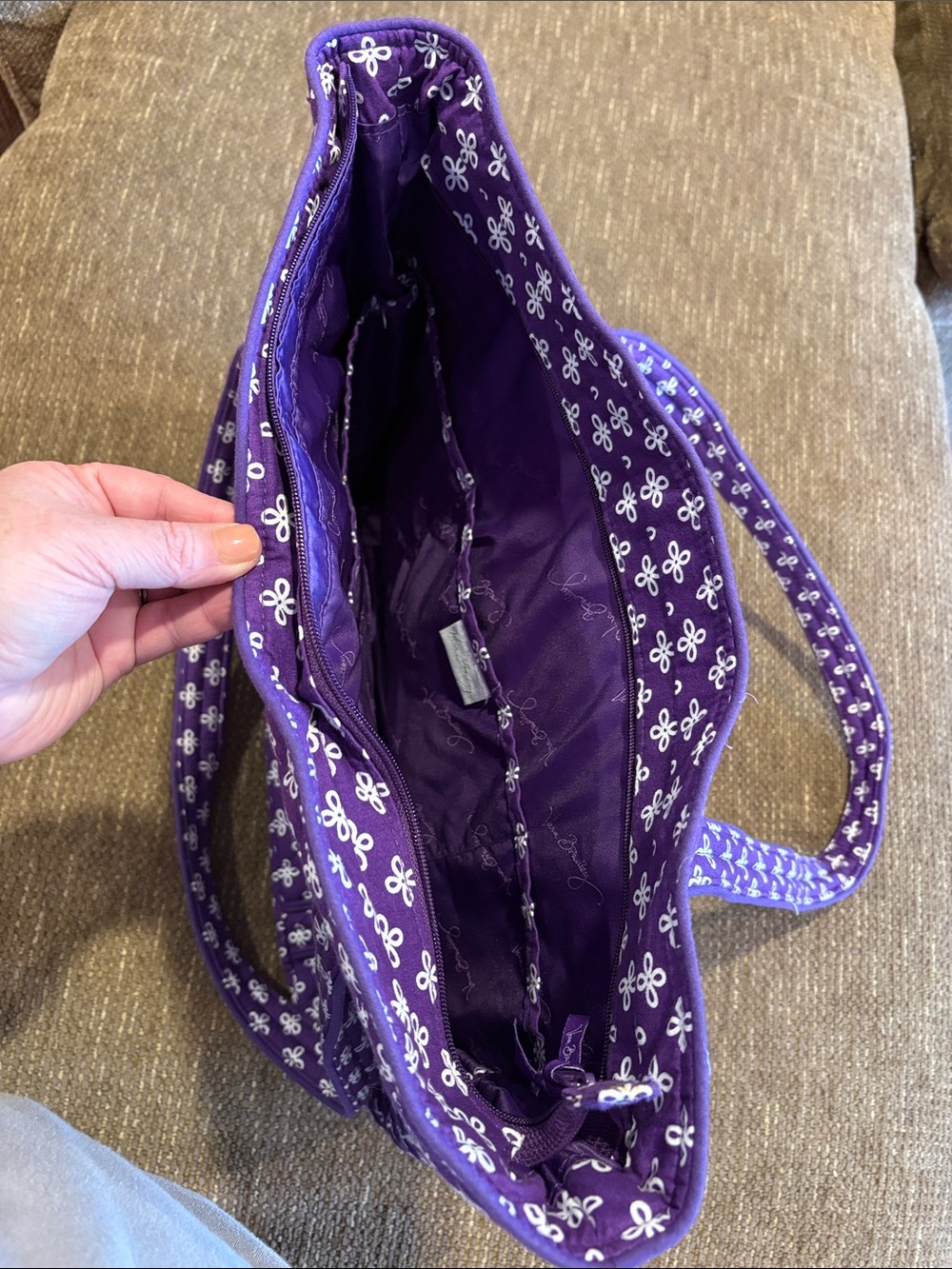 Vera Bradley Purple Quilted Floral Tote - Picture 6 of 10
